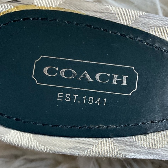 Coach Natala Black/White Canvas Leather Trim Slip-On Wedge Sandals EUC Size 10 - Picture 8 of 10